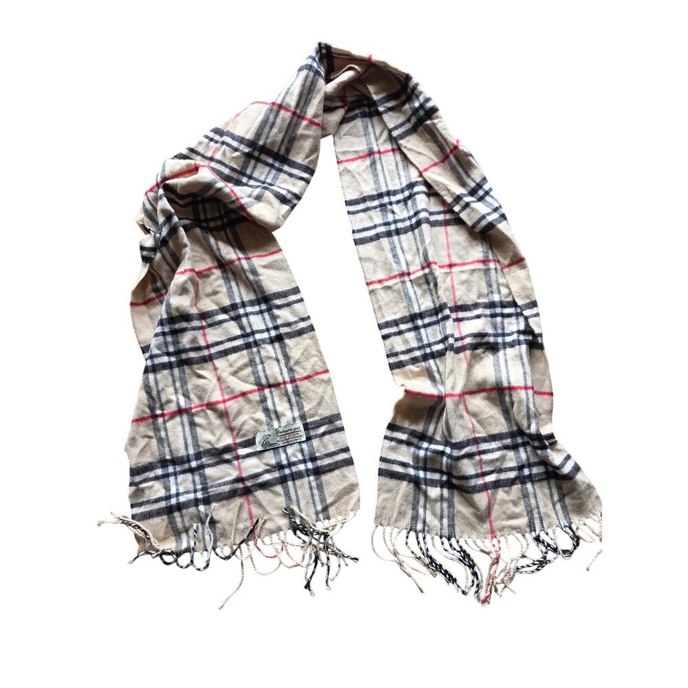 Cashmere Feel Italy Design‎ Rectangle Scarf Tan Multicolor Fringe Fall Winter